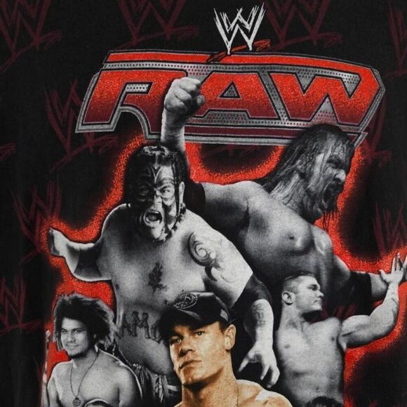 Vintage WWE Raw T Shirt Mens Size Medium Black Y2K 2007 John Cena Triple H - Picture 2 of 8